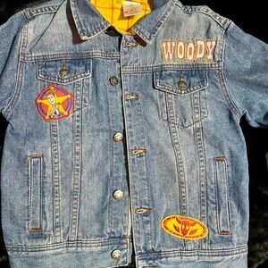 Vintage Disney Pixar Toy Story Woody Denim Jacket with Patches Kids Size 7/8